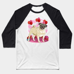 Pug Valentines Day Heart Dogs Puppy Love Baseball T-Shirt